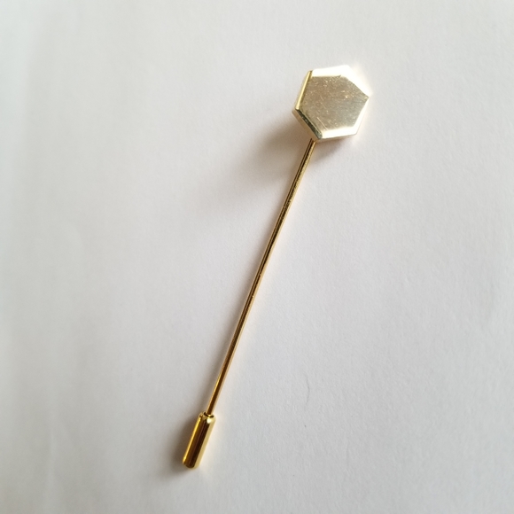 Vintage stickpin hexagon honeycomb shape hexagonal gold tone - Picture 5 of 8